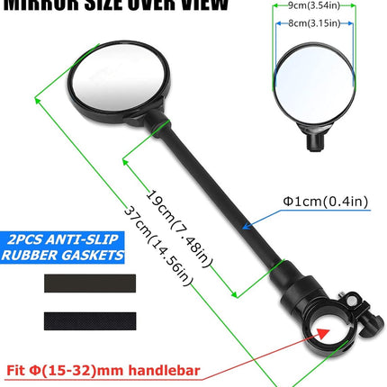 Bicycle Mirror E-bike Rearview Mirror - handlebar lens bicycle mirror - Bicycle mirror right - round mirror - safe rearview mirror for bicycle - scratch-resistant glass lens - adjustable and rotatable safe rearview mirror - 360º Rotatable.