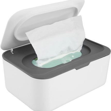 Tissue box - 19*13*7.8cm - Dispenser box for wet wipes - Baby wipes box - mask storage box - toilet wipes box - box with lid for dry tissues - keep wipes fresh with sealable lid - dustproof storage box for tissues - white.