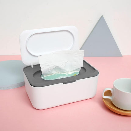 Tissue box - 19*13*7.8cm - Dispenser box for wet wipes - Baby wipes box - mask storage box - toilet wipes box - box with lid for dry tissues - keep wipes fresh with sealable lid - dustproof storage box for tissues - white.