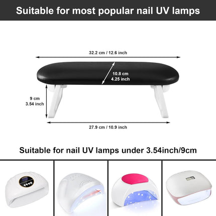 Nail Armrest - foldable - Nail Stylist Armrest - PU leather nail hand rest - with table mat - for nail technology - Nail Cushion - nail hand cushion for manicure salon use - Manicure pads - Manicure Cushion - Nail armrest cushion - Black.