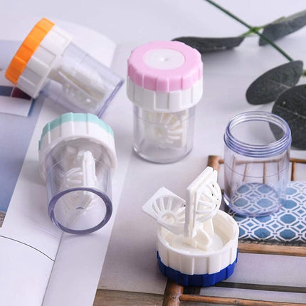 Lens case - 4 pieces - Contact lens holder - lens cleaning container - portable contact lens cleaner - contact lens cleaner - contact lens container cleaner - contact lens case - plastic - Manual contact lens cleaner - Travel storage set.