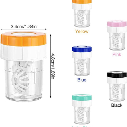 Lens case - 4 pieces - Contact lens holder - lens cleaning container - portable contact lens cleaner - contact lens cleaner - contact lens container cleaner - contact lens case - plastic - Manual contact lens cleaner - Travel storage set.