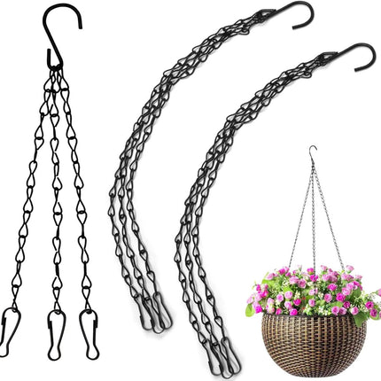 pieces - 16 inch - Plant hanger - Flowerpot hook - Lantern hook - Garden hook - Plant hook - hanging basket chains - with 3 chains - black chain with hooks - for hanging plants and flowerpots - 40 cm - black.