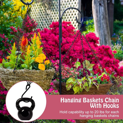 pieces - 16 inch - Plant hanger - Flowerpot hook - Lantern hook - Garden hook - Plant hook - hanging basket chains - with 3 chains - black chain with hooks - for hanging plants and flowerpots - 40 cm - black.