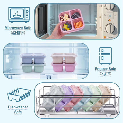 4-Piece Snack Boxes - Lunch Box - Bento Box - Divided Bento Boxes - Lunch Box - Salad Lunch Box - 4 Compartment Reusable Lunch Boxes - Sauce Container - For Children and Adults, Food Containers - For School, Work, Travel.