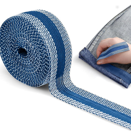 Iron-on tape - 10 m*2.5 cm - Hemming tape - Hemming tape for trousers - Curtain tape - pleating tape - iron-on hem tape - self-adhesive tape without sewing - for hemming - washable repair tape - for jeans, suit trousers, waistband - blue.