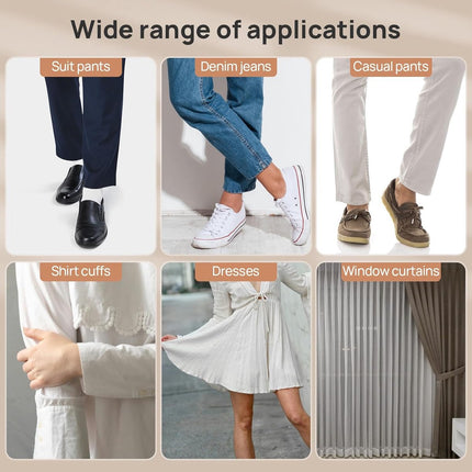 Iron-on tape - 10 m*2.5 cm - Hemming tape - Hemming tape for trousers - Curtain tape - pleating tape - iron-on hem tape - self-adhesive tape without sewing - for hemming - washable repair tape - for jeans, suit trousers, waistband - blue.
