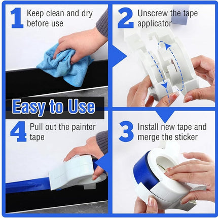 Tape Dispenser - Portable masking tape dispenser - adhesive tape dispenser - Seam sticker tool - for wall and floor painting - for paintwork, windows and door frames - 15*10.4 cm - white.
