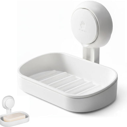 Soap holder - Soap dish with suction cup - Soap holder - Soap dish - Soap box - self-draining soap dish - suction cup soap holder - no drilling - reusable - bathroom accessories - for shower, bathroom, kitchen sink - 11.5*8.5*14 cm - white.