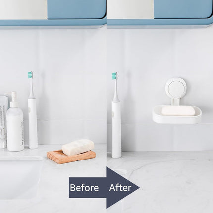 Soap holder - Soap dish with suction cup - Soap holder - Soap dish - Soap box - self-draining soap dish - suction cup soap holder - no drilling - reusable - bathroom accessories - for shower, bathroom, kitchen sink - 11.5*8.5*14 cm - white.