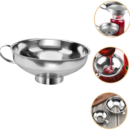 2 pieces - funnel - 12.5*10.5*4.3 cm and 17*15*5.8 cm - stainless steel funnel with wide mouth - for transferring liquids in the kitchen - for canning and bottling - Versatile - easy to store - kitchen utensils - silver.