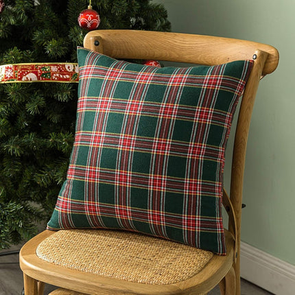 Pillowcase - Set of 2 - 40 x 40 cm cushion cover - indoor Christmas decoration - Christmas ornament - Christmas Pillowcase - Christmas Tartan Cushion Cover - Christmas Classic Tartan Cushion Cover - No core - Green & Red.