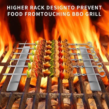 4 pieces - Skewer holder - Stainless steel skewer rack - BBQ Skewer Holder - Stainless Steel Skewer Holder - Shish kebab - stainless steel grill - BBQ accessories - for long barbecue skewers - 30*3.5*4.5 cm - silver.