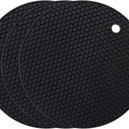 Silicone Pot Holders - Round - Pot Holders - Glass Coasters - Heat-Resistant Pot Holders - For Pots and Pans - Insulation Mats - Durable Non-Slip - Heat-Resistant Mats - Durable Flexible - Black.
