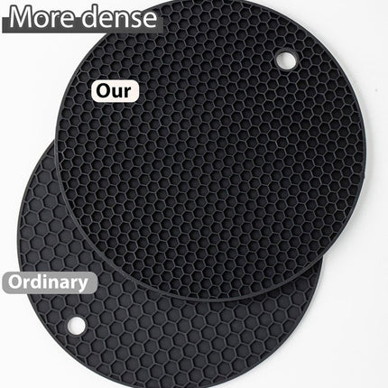 Silicone Pot Holders - Round - Pot Holders - Glass Coasters - Heat-Resistant Pot Holders - For Pots and Pans - Insulation Mats - Durable Non-Slip - Heat-Resistant Mats - Durable Flexible - Black.
