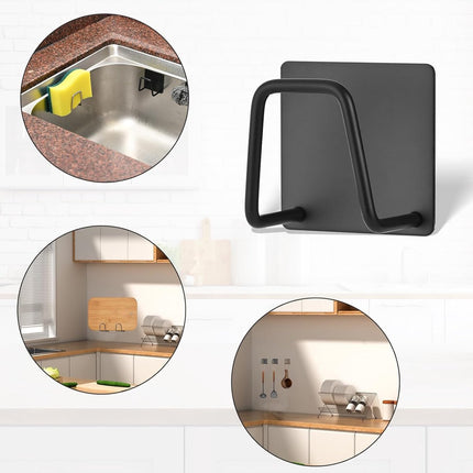 Sponge Holder - 2 Pieces - Self-Adhesive - Dishcloth Holder - Sink Sponge Holder - Sink Organizer - Sponge Holder - Wall Hook - Water Resistant - Sponge Holder for the Sink - for scrubbing cloths, dishcloths, exfoliants and strainer caps - Stainless Steel.