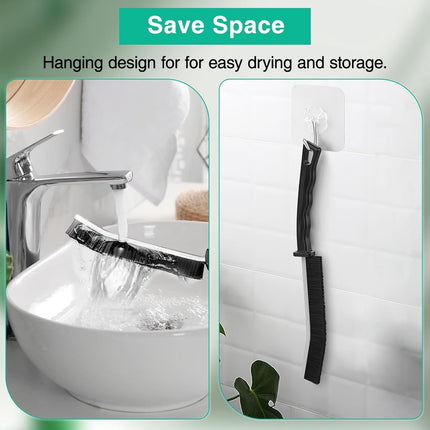 3 Pieces Crevice Brushes - Gap Brush - Narrow Cleaning Brush - Long Handle - Bathroom Cleaning Brush - Stiff Brush with Bristles - Long Handle - Gap Cleaner - For Window Openings, Bathroom, Toilet, Kitchen - Grout Brush.