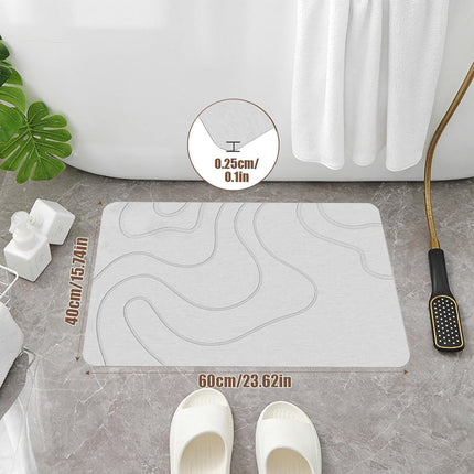 Absorbent Bath Mat - 40*60 cm - Diatomaceous Earth Bath Mat - Non-Slip Diatomite Mat - Non-Slip Shower Mat - Shower Mat - Bathroom Mat - Toilet Mat - non-slip bath mat - water-absorbent mat - entrance doormat - quick-drying bath mat - light grey.