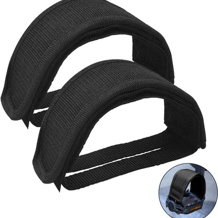 1 pair - Bicycle pedal straps - exercise bike pedal straps - adjustable pedal straps - universal bicycle pedal strap - anti-slip pedal mounting strap - bicycle accessories - bicycle pedal accessories - for anti-slip bicycle pedals - black.