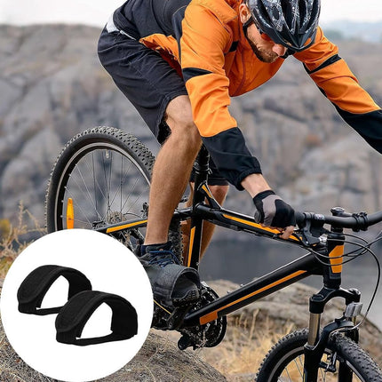 1 pair - Bicycle pedal straps - exercise bike pedal straps - adjustable pedal straps - universal bicycle pedal strap - anti-slip pedal mounting strap - bicycle accessories - bicycle pedal accessories - for anti-slip bicycle pedals - black.