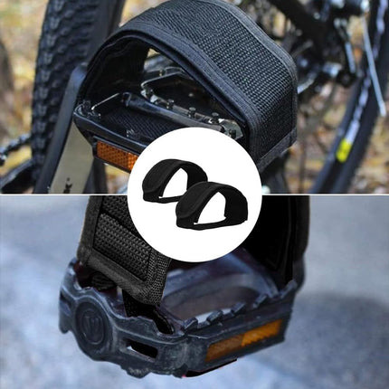 1 pair - Bicycle pedal straps - exercise bike pedal straps - adjustable pedal straps - universal bicycle pedal strap - anti-slip pedal mounting strap - bicycle accessories - bicycle pedal accessories - for anti-slip bicycle pedals - black.