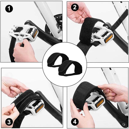 1 pair - Bicycle pedal straps - exercise bike pedal straps - adjustable pedal straps - universal bicycle pedal strap - anti-slip pedal mounting strap - bicycle accessories - bicycle pedal accessories - for anti-slip bicycle pedals - black.