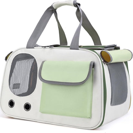 Cat and Dog Transport Bag - Travel Basket - Foldable Cat Transport Box - Cat Bag - Pet Carrier Bag with breathable holes and pockets - for medium-sized cats, small dogs - Dog Bag - 45 x 28 x 26 cm - Green.