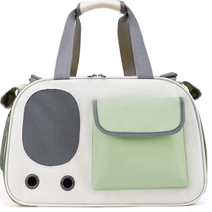 Cat and Dog Transport Bag - Travel Basket - Foldable Cat Transport Box - Cat Bag - Pet Carrier Bag with breathable holes and pockets - for medium-sized cats, small dogs - Dog Bag - 45 x 28 x 26 cm - Green.