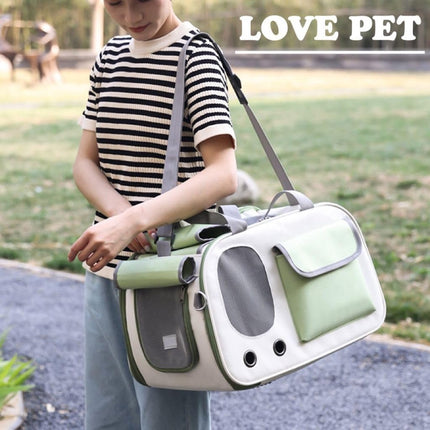 Cat and Dog Transport Bag - Travel Basket - Foldable Cat Transport Box - Cat Bag - Pet Carrier Bag with breathable holes and pockets - for medium-sized cats, small dogs - Dog Bag - 45 x 28 x 26 cm - Green.