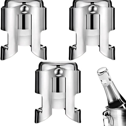 pieces - Stainless steel champagne stoppers - Reusable - champagne corks and stoppers - Food-grade anti-bubble wine stoppers - Leak-proof - For champagne, cava and prosecco - 5.5*3.8 cm - silver.