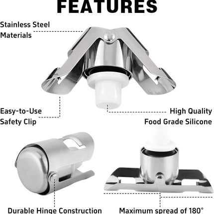 pieces - Stainless steel champagne stoppers - Reusable - champagne corks and stoppers - Food-grade anti-bubble wine stoppers - Leak-proof - For champagne, cava and prosecco - 5.5*3.8 cm - silver.