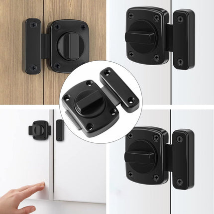 2 pieces - Door locks - swing door locks - zinc alloy door locks - bathroom door lock - security lock - door bolt - for home security, bathroom, bedroom, toilet - black.