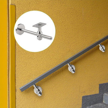 15*6*5 cm - handrail brackets - stainless steel wall bracket for handrails - for stairs and hallways - easy installation - elegant and durable design - round rectangular base - for square and horseshoe-shaped handrails - for home and office - silver.