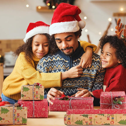 Wrapping paper - Christmas wrapping paper - Christmas gift paper - Wrapping paper with figures - 43 x 300cm - 2 Rolls - Christmas paper wrapping paper for Christmas - Christmas paper wrapping paper for children - gift paper - Kraft gift paper - Christmas.