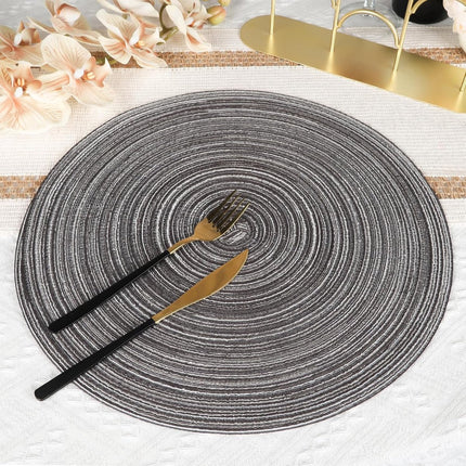 6 pieces - Table mats - Placemats - Round placemats - washable cotton placemats - round braided placemats - Round table mats - Woven placemats - Round placemats - grey - 38*38 cm.