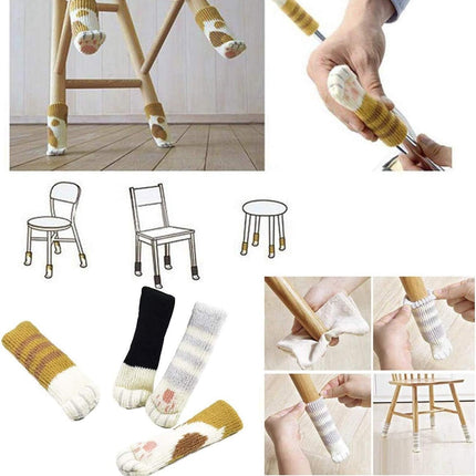24 pieces - Furniture socks - Chair leg protectors - Floor protectors - Chair leg socks - Chair leg caps - cat paw chair socks - knitted non-slip chair leg floor protectors - sound-dampening furniture socks for hardwood floors - 6 sets.