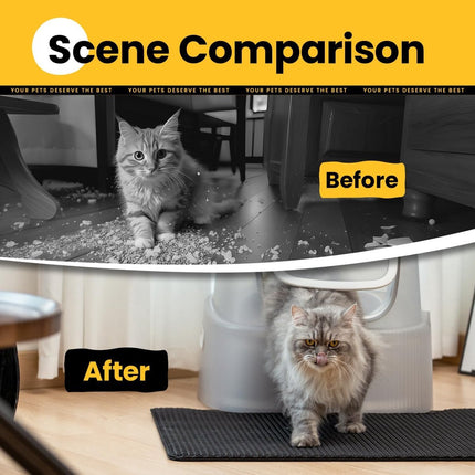 Cat Litter Mat - 30 x 45 cm - Waterproof Cat Litter Mat - Cat Litter Mat - Grit Catcher - Cat Litter Mat - Double Layer - Cat Litter Mat - Catchment Area - Cat Mat - Black.