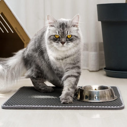 Cat Litter Mat - 30 x 45 cm - Waterproof Cat Litter Mat - Cat Litter Mat - Grit Catcher - Cat Litter Mat - Double Layer - Cat Litter Mat - Catchment Area - Cat Mat - Black.