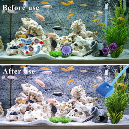 2 pieces - Aquarium Cleaning Brush - with 40 cm long handle - with 2 replacement cleaning cloths - sponge Brush with Long Handle - cleaning sponges - algae cleaning brush - accessories for cleaning aquarium glass - Blue, Green.