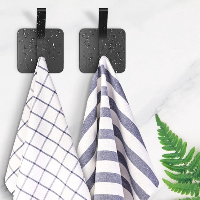 10 Pieces Heavy Duty Self-Adhesive Hooks - Wall Hook - Coat Rack - Coat Hook - No Drilling Required - Hanging Hooks - Wall Hook - Towel Hook - Bathroom Hooks - Easy to Install and Remove - For Home, School, and Office - Black.