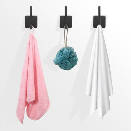 10 Pieces Heavy Duty Self-Adhesive Hooks - Wall Hook - Coat Rack - Coat Hook - No Drilling Required - Hanging Hooks - Wall Hook - Towel Hook - Bathroom Hooks - Easy to Install and Remove - For Home, School, and Office - Black.