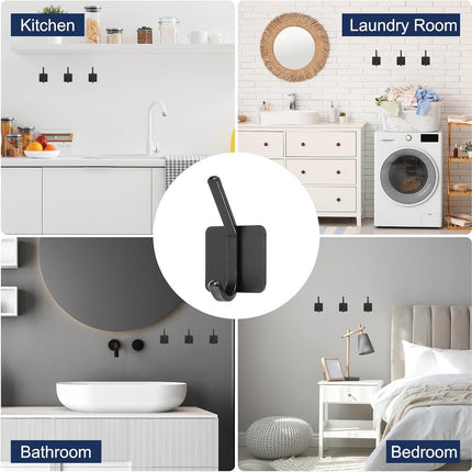 10 Pieces Heavy Duty Self-Adhesive Hooks - Wall Hook - Coat Rack - Coat Hook - No Drilling Required - Hanging Hooks - Wall Hook - Towel Hook - Bathroom Hooks - Easy to Install and Remove - For Home, School, and Office - Black.