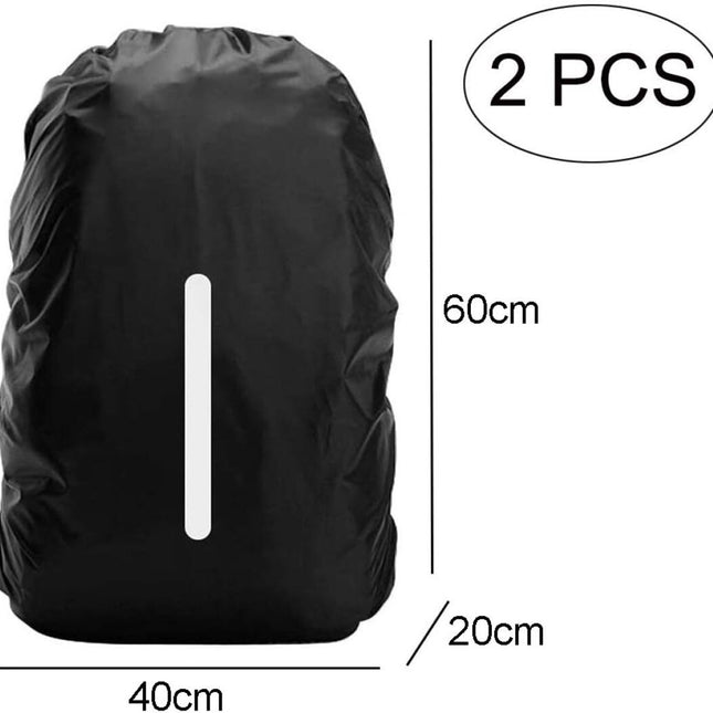 2 pieces - Backpack cover - Waterproof backpack cover - Waterproof rain cover for backpack - Waterproof rain cover - Reflective backpack cover - dust cover - for hiking, camping, traveling, cycling, outdoor activities - size M (40-50L) - 40*20*60 cm - bla.