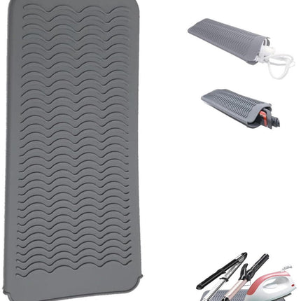 Heat-resistant mat - Heat-resistant pads - Heat mat - Silicone case - - Silicone protective pads - Curling iron mat - Straightener mat - storage bag - storage pouch - for curling irons, straighteners, and hair styling tools - 286*142*9mm - grey.