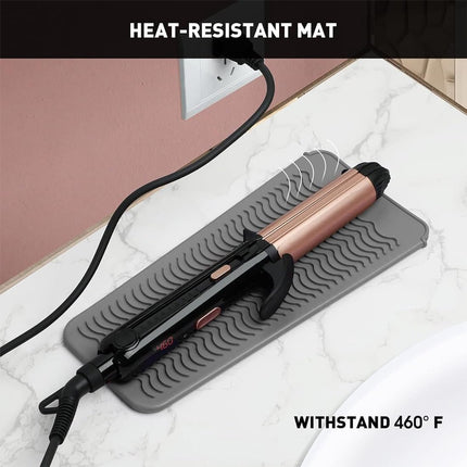 Heat-resistant mat - Heat-resistant pads - Heat mat - Silicone case - - Silicone protective pads - Curling iron mat - Straightener mat - storage bag - storage pouch - for curling irons, straighteners, and hair styling tools - 286*142*9mm - grey.