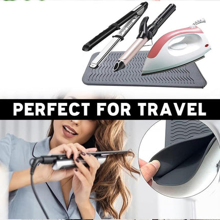 Heat-resistant mat - Heat-resistant pads - Heat mat - Silicone case - - Silicone protective pads - Curling iron mat - Straightener mat - storage bag - storage pouch - for curling irons, straighteners, and hair styling tools - 286*142*9mm - grey.