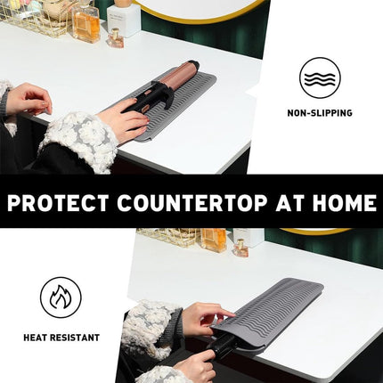 Heat-resistant mat - Heat-resistant pads - Heat mat - Silicone case - - Silicone protective pads - Curling iron mat - Straightener mat - storage bag - storage pouch - for curling irons, straighteners, and hair styling tools - 286*142*9mm - grey.