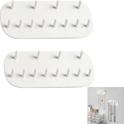 2 pieces - Jewelry stands - Jewelry display stand - Earring rack - Necklace holder organizer - wall jewelry organizers - Jewelry hooks - Necklace hook - Shelves - Display rack - for earrings, necklaces, bracelets, gift idea - 14*6*2 cm - white.