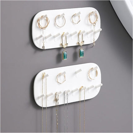 2 pieces - Jewelry stands - Jewelry display stand - Earring rack - Necklace holder organizer - wall jewelry organizers - Jewelry hooks - Necklace hook - Shelves - Display rack - for earrings, necklaces, bracelets, gift idea - 14*6*2 cm - white.