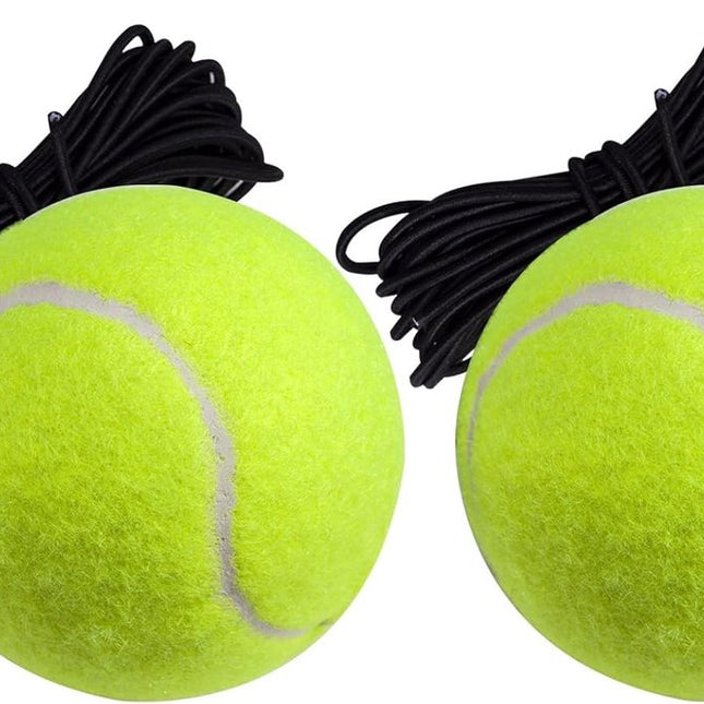 2 pieces - Tennis ball - With 4m rope - Tennis training ball - Training balls - Tennis training set - for personal tennis training, pets, adults, beginner players - 64 mm - green